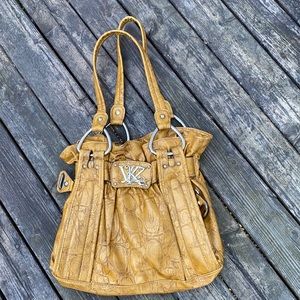 Kathy Van Zeeland Mustard Croc-Embossed Tote